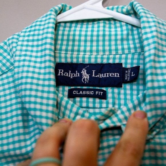 RALPH LAUREN Men's Green Plaid Button Down Classic - Picture 5 of 6